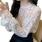 レースシャツチュールレースハイネッ...