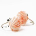 ピンクサンゴイヤリング桃色珊瑚貝殻...