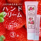イチゴハンドクリーム 人気 さらさら べたつかない イチゴフローラル いい香り リラックス ボタニカル 100%国産いちご やさしい処方 いちごハンドクリーム 50gx3