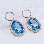 K18 2.8ct ブルートパーズチャーム オーバル 18金 （ピアス・イヤリング用）11月誕生石