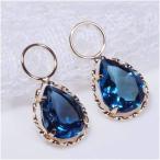 K18 2ct ロンドンブルートパーズ チャーム ペアシェイプ 18金 ツイスト （ピアス・イヤリング用）