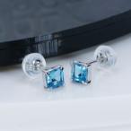 PT 0.8ct ブルートパーズ ピアス スクエア プラチナ