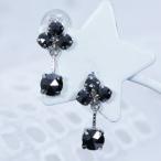 K18WG 0.6ct ブラックダイヤピアス ローズカット 18金 ホワイトゴールド 4月誕生石