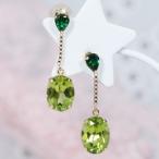 K18 2ct ペリドットピアス オーバル 18金 グリーンガーネット 0.3ct 1月誕生石