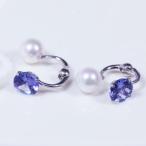 【ティファニー命名タンザナイト】K14WG タンザナイト あこや真珠 リバーシブルピアリング 14金 ホワイトゴールド 12月誕生石　クリスマス　ギフト　結婚式
