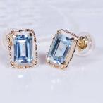 K18 1ct ブルートパーズピアス 18金 ツイスト 11月誕生石