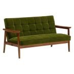 【カリモク正規品】カリモク60 Kチェア 2シーター モケットグリーン W36143QWK ソファー アームトップブナ材仕様 karimoku 幅133×奥行70×高さ70×座高37cm