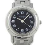 エルメス HERMES 腕時計 クリッパー CL4.210 デイト ブラック文字盤 Hリンクブレス SS クオーツアナログ
