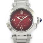 カルティエ Cartier 腕時計 パシャ WSPA0031 裏スケ サンレイ ギョーシェ レッド文字盤 SS 自動巻き