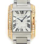 カルティエ Cartier 腕時計 タンクアグレース MM W3TA0003 レクタンギュラー ローマンインデックス ダイヤベゼル シルバーギョーシェ