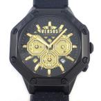 ヴェルサーチェ VERSACE 腕時計 パレストロ VSP393221 デイト クロノグラフ ブラック/ゴールド文字盤 SS 革 クオーツアナログ