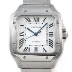 カルティエ Cartier 腕時計 サントス LM WSSA0018 デイト スクエア シルバー オパライン文字盤 SS 自動巻き
