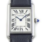 カルティエ Cartier 腕時計 タンク マスト LM WSTA0041 レクタンギュラー シルバー文字盤 ローマンインデックス ブラック レザーベ
