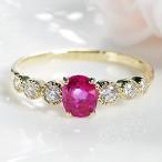ショッピングルビー 18金 リング K18 ルビー レディース 40代 ダイヤモンド 指輪 ミル打ち クラシカル CAR-0148