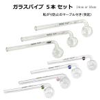 ガラスパイプ 5本 セット 長さ 14cm 16cm 球径 3cm ハッカパイプ メンソール 耐熱ガラス ガラスオイルバーナー 喫煙具 煙管 キセル