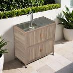 [.. имеется . удобный ] наружный раковина нержавеющая сталь сад раковина верстак кухня кухня наружный простой раковина сборка простой место хранения полки есть двор высота настройка кухонный стол садоводство 