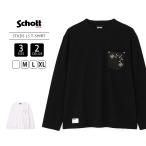Schott ショット メンズ トップス 長袖 Tシャツ ポケT シンプル 本革使用 DEER FLOWER STUDS LS T-SHIRT スタッズ付き ロンT 通年アイテム 7824230012A