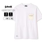 Schott ショット メンズ トップス 半袖 Tシャツ ポケT シンプル 本革使用 LEATHER POCKET DIAMOND STUDS T-SHIRT スタッズ付 7824234002A