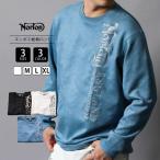 ショッピングスウェード Norton ノートン メンズ トップス Tシャツ 長袖 ロンT クルーネック スウェード 高級感 ロゴ ドッグロゴ 総柄 エンボス加工 ドローコード付き 春 261N1104B