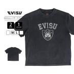EVISU エビス メンズ トップス 半袖 Tシャツ クルーネック 仏頭 フロントロゴ レイダース Raiders 色落ち加工 ビンテージ感 チャコールグレー 2ESEJM6TS6021