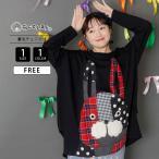 ScoLar скалярный tops вырез лодочкой тренировочный длинный рукав обратная сторона шерсть туника лоскутное шитье la Bill проверка полька-дот BIGla Bill необычность материалы Mix craft чувство 153773