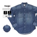 ショッピングウエスタン Wrangler ラングラー メンズ トップス 長袖 シャツ ウエスタンシャツ 27MW デニムシャツ 濃色ブルー 色落ち加工 アメカジ ビンテージ感 WM0027-126