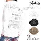 ノートン NORTON 長袖シャツ イーグル＆エンブレム 刺繍プリント 撥水加工 ストレッチ 長袖フェイクスエードシャツ 243N1503B