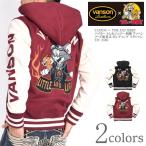 バンソン VANSON × トムとジェリー コラボ スタジャン バイカー トム＆ジェリー 刺繍 ワッペン フード脱着式 ボンディング スタジャン TJV-2506