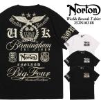 メール便 Norton ノートン 服 半袖 Tシャツ 252N1031B ワールズレコードTシャツ クルーネック 刺繍 プリント ロゴ アメカジ バイカー メンズ
