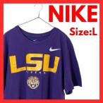 NIKE LSU TIGERS DRI-FIT футболка L лиловый колледж Logo короткий рукав Nike NCAA большой Logo 