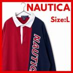 NAUTICA Nautica Rugger рубашка L/G Hong Kong производства 100% хлопок BLUE WATER CHALLENGE вышивка Logo б/у одежда 