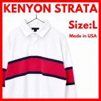 USA производства KENYON STRATA Rugger рубашка длинный рукав L белый окантовка хлопок регби рубашка America производства б/у одежда 