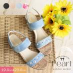 サンダル キッズ 女の子 ウェッジソール ジュニア ストラップサンダル 3.5cmヒール オープントゥ バックストラップ 子供靴 ブラック 黒 ブルー ピンク 花柄 5126