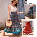  юбка женский длинный maxi resort bohemi Anne талия резина цветочный принт этнический рисунок большой размер свободно лето весна лето body type покрытие 20 плата 30 плата 40 плата 50 плата 
