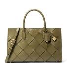 (取寄) マイケルコース レディース スカーレット ミディアム ウーヴン レザー サッチェルバッグ グリーン Michael Kors Scarlett Medium Satchel Safari Green