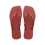 ショッピングhavaianas (取寄) ハワイアナス レディース スリム スクエア ロゴ メタリック フリップ フロップ Havaianas women Slim Square Logo Metallic Flip-Flop Mahogany