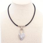 [ возвращенный товар OK] Hermes короткое колье katena Heart серебряный × черный 2004 год кожа [ колье ]