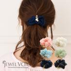 シュシュ 黒 ピンク ヘアアクセサリー スター ＆ ボールチャーム レディース シフォン ヘアアクセ まとめ髪 ヘアポニー DM便送料無料