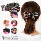 シュシュ 黒 ヘアアクセサリー スカーフ柄 リボン シフォン まとめ髪 ヘアアレンジ ポニーテール レディース 髪飾り かわいい