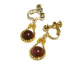  серьги машина ne Lien подкова 8mm круг .. шар . драгоценнный камень натуральный камень золотой цвет Gold цвет шланг колодка orange 