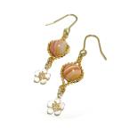  Sard оникс серьги белый цветок один колесо цветок белый 8mm круг . золотой цвет Gold цвет цветок ...