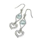  серьги голубой топаз crystal Heart Cubic серебряный цвет серебряный цвет топаз 6mm зеркало cut нержавеющая сталь крюк 
