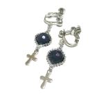 サファイアイヤリング小さな十字架ク...