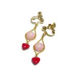  серьги Heart розовый опал девушки очарование золотой цвет Gold цвет красный 