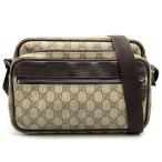 GUCCI グッチ 114531 GGスプリーム ショルダーバッグ 斜め掛け PVC レザー ベージュ ダークブラウン 茶 レディース メンズ