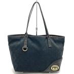 ショッピングＧＧキャンバス GUCCI グッチ 169946 トートバッグ ブラック GGキャンバス レザー レディース メンズ ファッション USED ヴィンテージ プレゼント