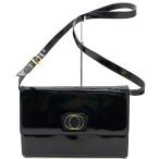 Salvatore Ferragamo フェラガモ リボン サークル ショルダーバッグ エナメル ブラック レディース