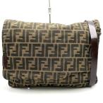 FENDI フェンディ ショルダーバッグ ズッカ ヴィンテージ ナイロン レザー ブラウン カーキ レディース メンズ ファッション USED ギフト プレゼント