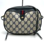 GUCCI グッチ 007 58 ショルダーバッグ オールドグッチ GGスプリーム ヴィンテージ レザー ネイビー ショルダーバッグ レディース メンズ