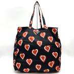 | редкость |PRADA Prada эко-сумка Heart черный / красный чёрный / красный нейлон сумка имеется женский мужская мода USED